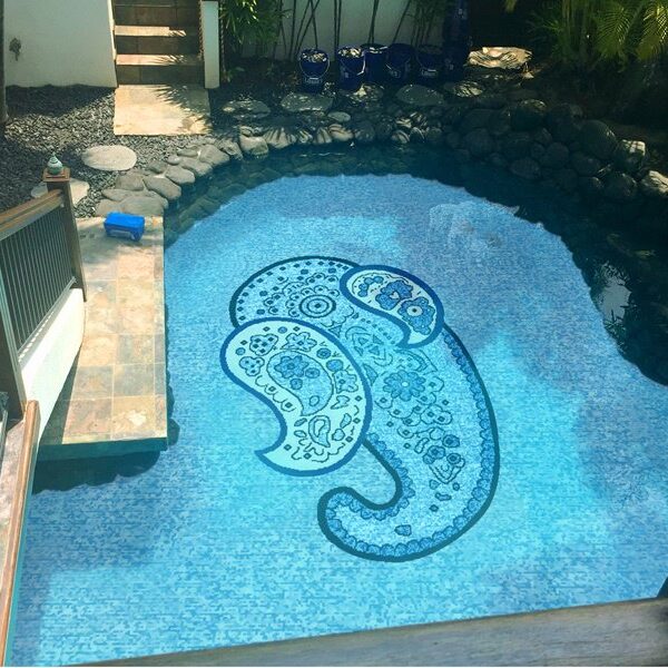 Elegant intricate glass mosaic paisley design by MEC.