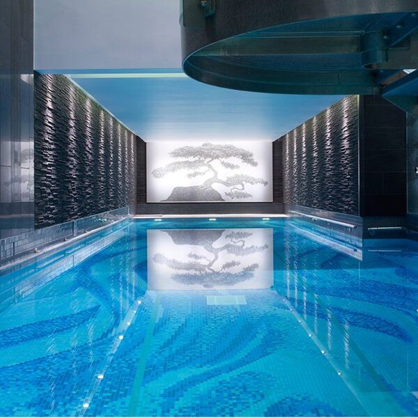 Pools & Spas by MEC | Mosaic tile pattern for inspired by the smooth ripples on a silk.