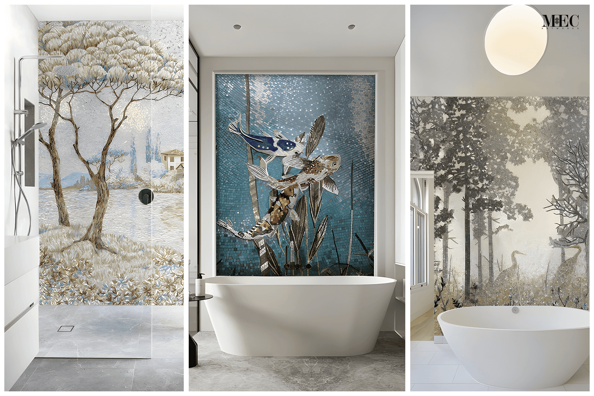 glass mosaic shower tile collage blog banner