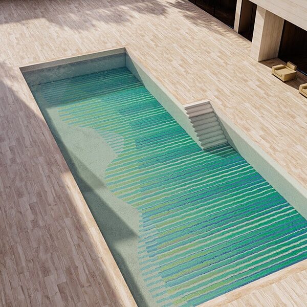 Gradan Aqua Vertex PIXL glass tile swimming pool mosaic by MEC 3D render