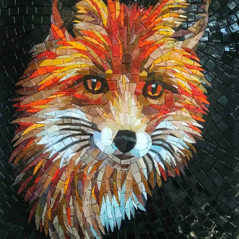 handcut jade glass tile fox from MEC's mosaic animals series