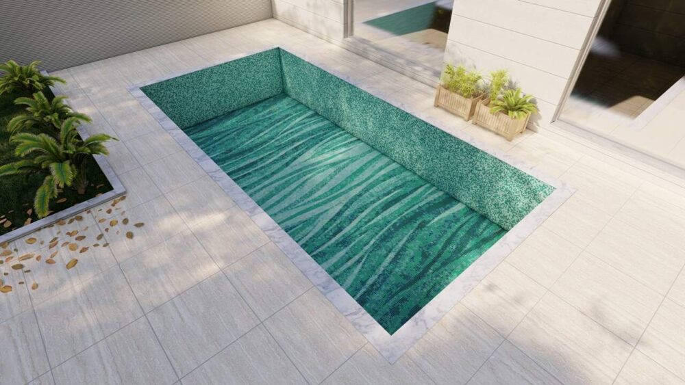 emerald currents abstract art-glass-mosaic-pool tiles with custom vertex pixl