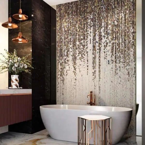 Fall Sprinkle glass mosaic abstract art shower bathtub wall render (2)