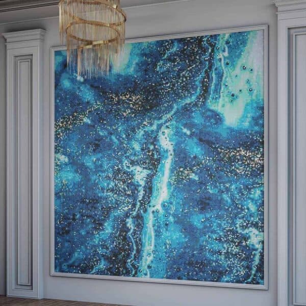 Lavessi abstract acrylic pour art PIXL mosaic glass tile mural