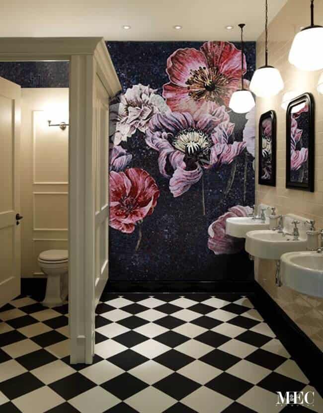 pink and purple bathroom wall mosaic tile ideas