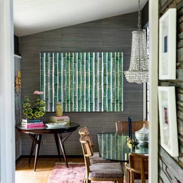 Verdant bamboo mosaic wall glass tile art green