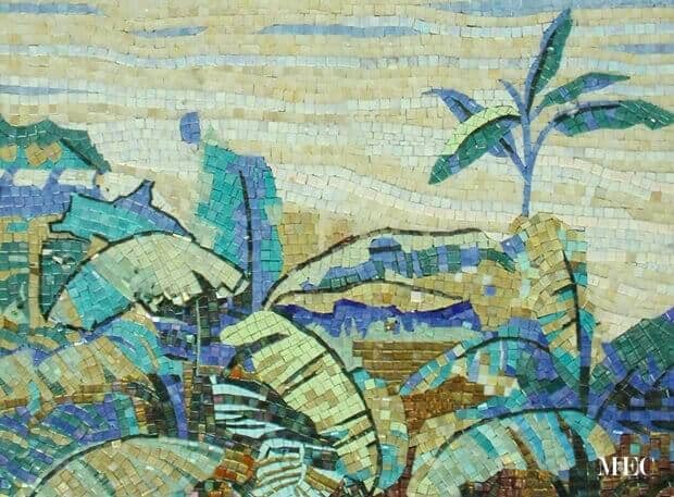 palm tree glass mosaic wall art commission