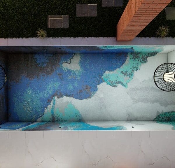 watercolor blue abstract pixl pool top down view main