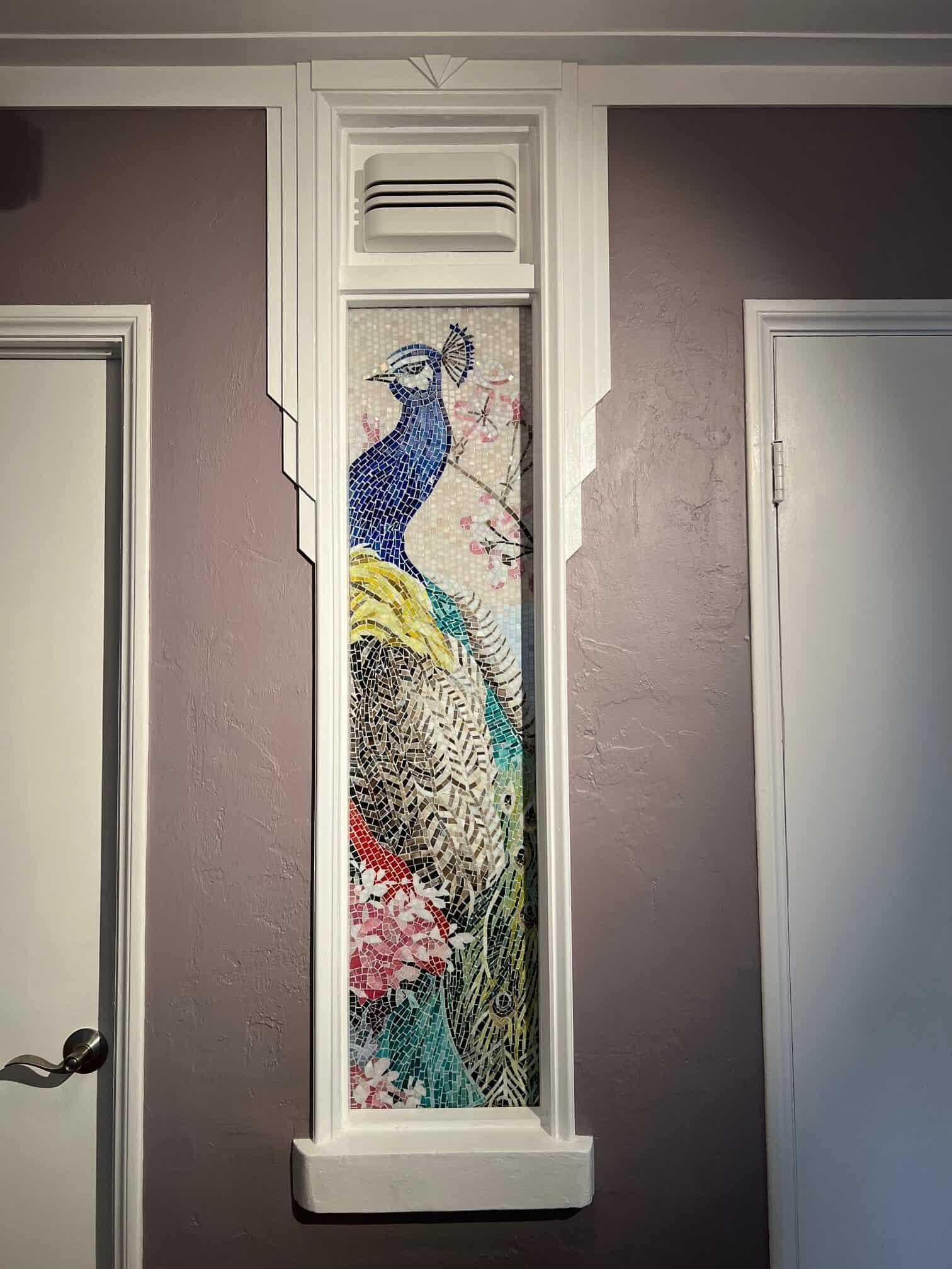 peacock mosaic niche installed in a house im miami