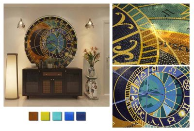 Mosaic Tile Artwork Prague Orloj Astronomical Clock Medallion