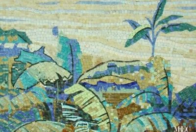palm tree glass mosaic wall art commission
